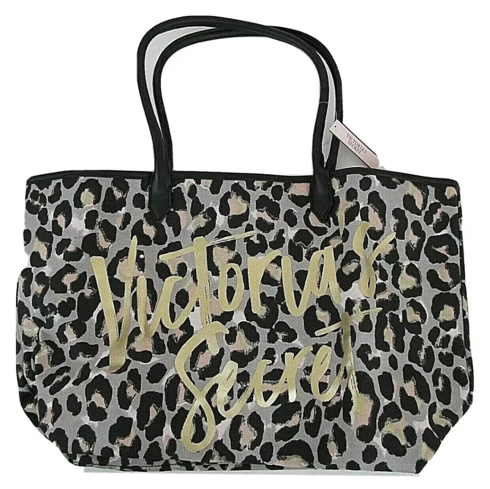 Victoria's Secret Leopard 🐆 Gold Black Large Tote NEW N-1292